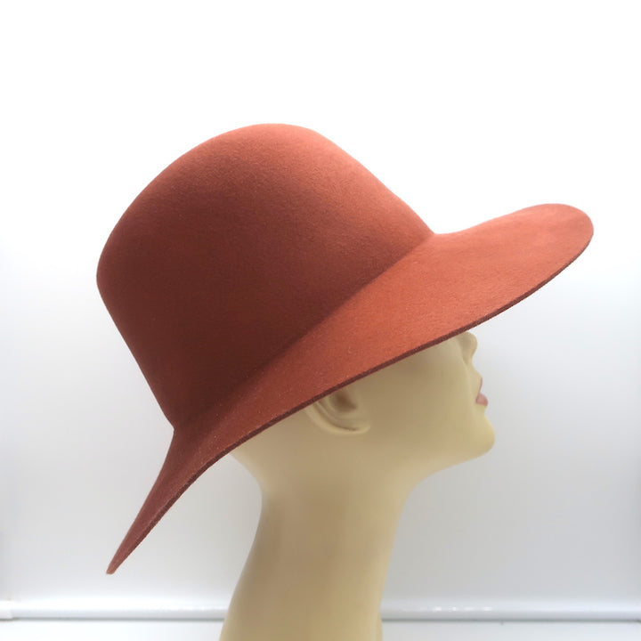 Janessa Leone Kit Fedora Hat Rust Wool Felt Size Small