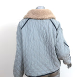 THE GREAT The Short Quilted Reversible Jacket Stone Blue/Floral Print Size 2