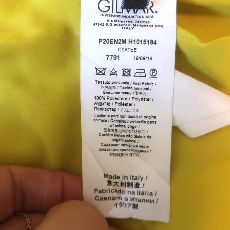 No. 21 Sleeveless Tiered Mini Dress Yellow Taffeta Size 44
