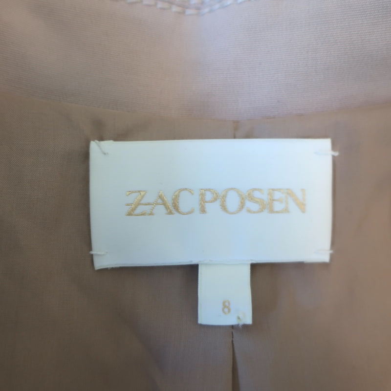 Zac Posen Collared Shirt &amp; Mini Skirt Set Beige Stretch Cotton Size 6/8