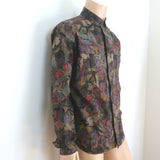 Valentino Butterfly Print Button Down Shirt Brown/Multi Cotton Size 43