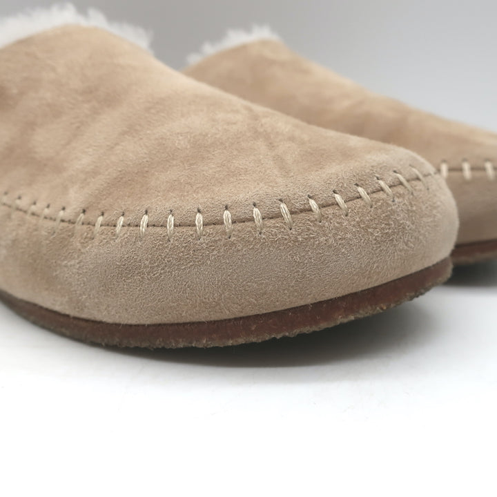 Jenni Kayne Shearling-Lined Moc Clogs Taupe Suede Size 37