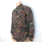 Valentino Butterfly Print Button Down Shirt Brown/Multi Cotton Size 43