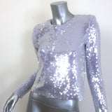 Self-Portrait Sequined Long Sleeve Cropped Top Lilac Size US 0