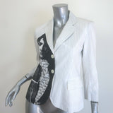 Libertine LACMA Print Pinstriped Blazer White/Blue Size Extra Small