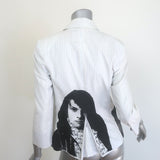 Libertine LACMA Print Pinstriped Blazer White/Blue Size Extra Small