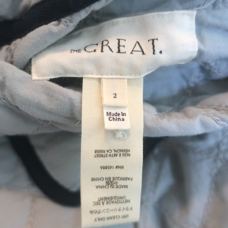 THE GREAT The Short Quilted Reversible Jacket Stone Blue/Floral Print Size 2