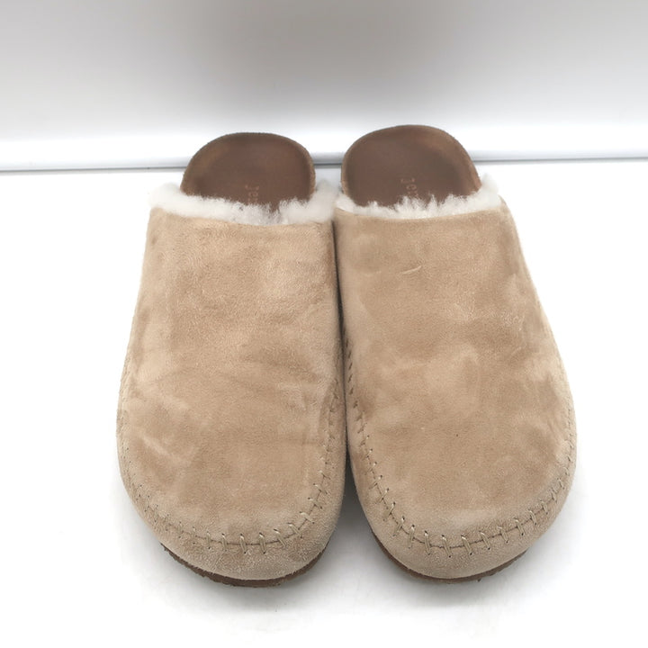 Jenni Kayne Shearling-Lined Moc Clogs Taupe Suede Size 37