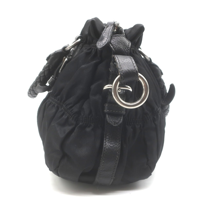 Prada Tessuto Gaufre Braided Handle crossbody bag, label