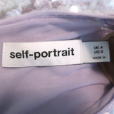 Self-Portrait Sequined Long Sleeve Cropped Top Lilac Size US 0