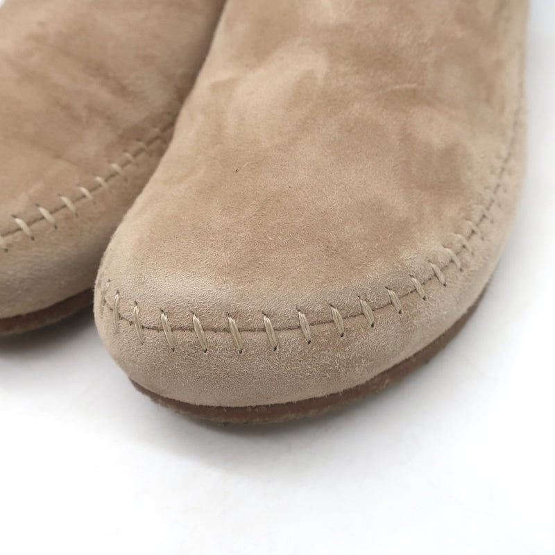 Jenni Kayne Shearling-Lined Moc Clogs Taupe Suede Size 37
