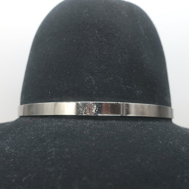 Janessa Leone Stephen Hat with Silver Bar Black Wool Felt Size Small