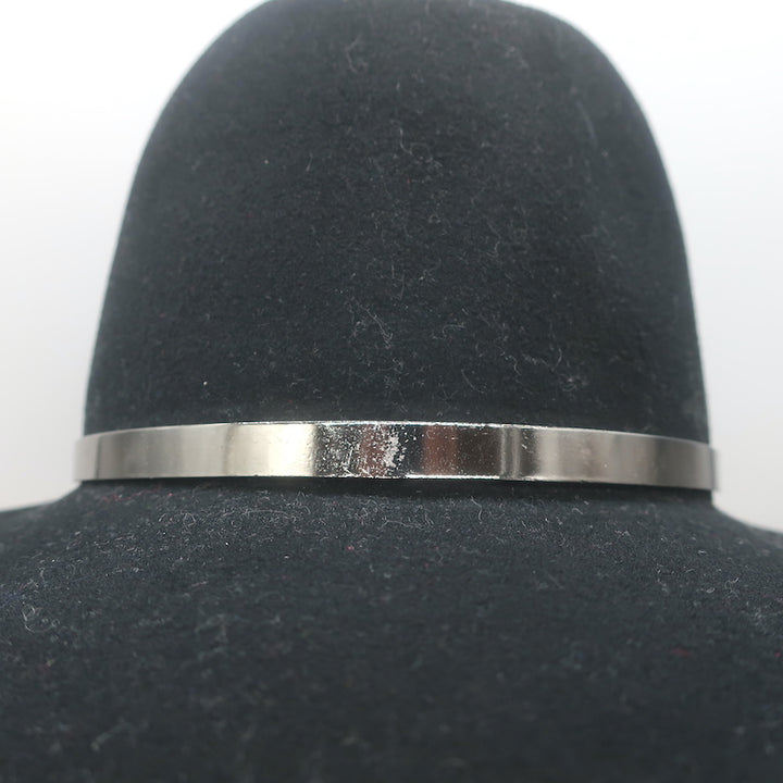Janessa Leone Stephen Hat with Silver Bar Black Wool Felt Size Small