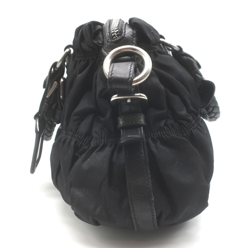 Prada Tessuto Gaufre Braided Handle crossbody bag, handle detail