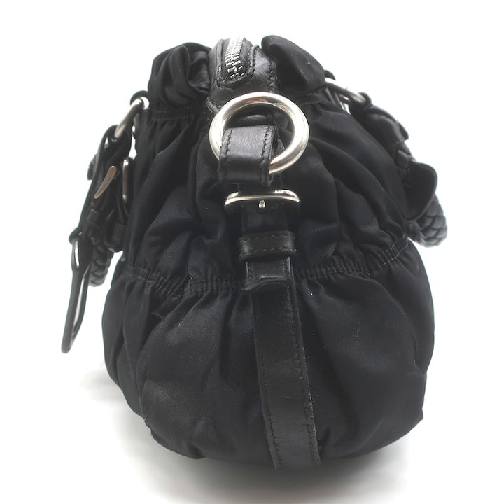 Prada Tessuto Gaufre Braided Handle crossbody bag, handle detail