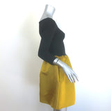 Lanvin Colorblock Boatneck Mini Dress Black Stretch Knit & Gold Satin Size 36