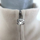 Sandro Osy Rhinestone Half-Zip Pullover Sweater Ecru Cashmere-Blend Size 0