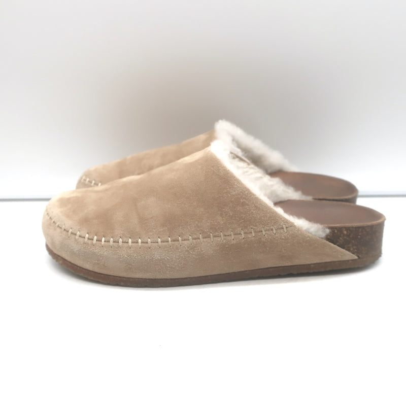 Jenni Kayne Shearling-Lined Moc Clogs Taupe Suede Size 37