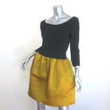Lanvin Colorblock Boatneck Mini Dress Black Stretch Knit & Gold Satin Size 36
