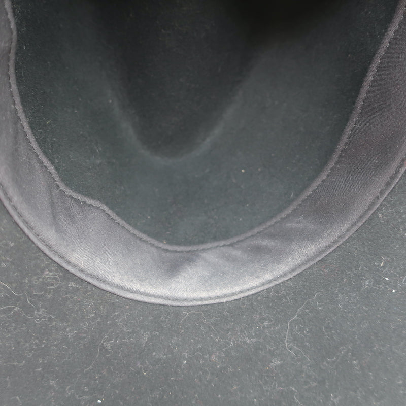 Janessa Leone Stephen Hat with Silver Bar Black Wool Felt Size Small