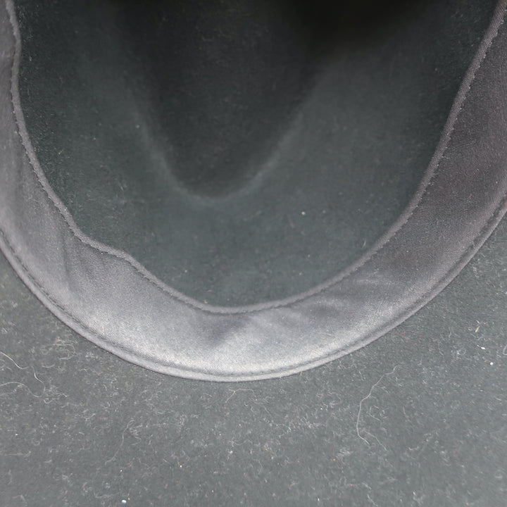 Janessa Leone Stephen Hat with Silver Bar Black Wool Felt Size Small