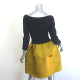Lanvin Colorblock Boatneck Mini Dress Black Stretch Knit & Gold Satin Size 36