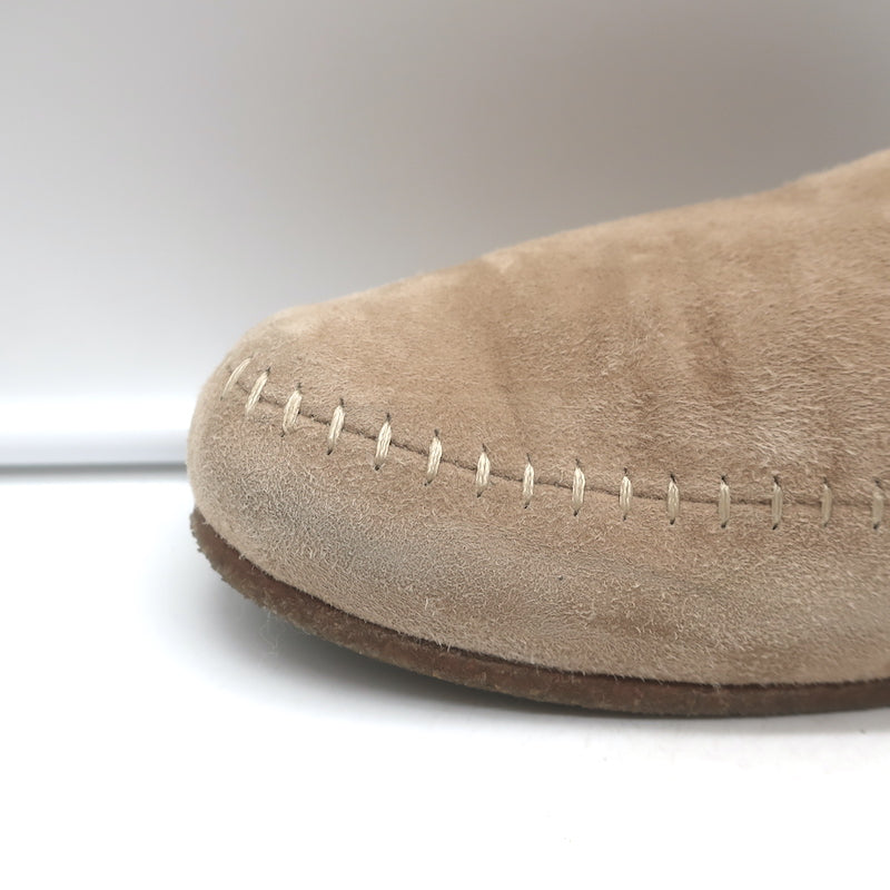 Jenni Kayne Shearling-Lined Moc Clogs Taupe Suede Size 37