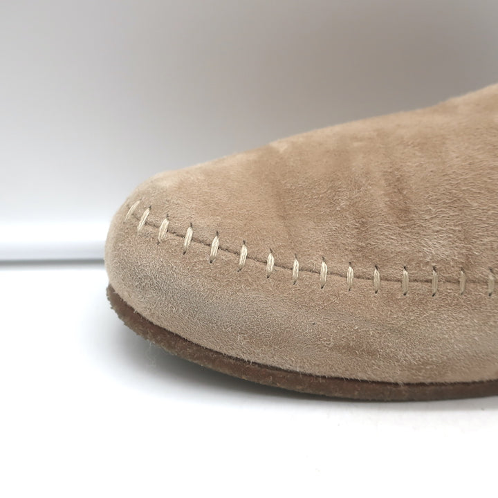 Jenni Kayne Shearling-Lined Moc Clogs Taupe Suede Size 37