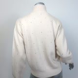 Sandro Osy Rhinestone Half-Zip Pullover Sweater Ecru Cashmere-Blend Size 0