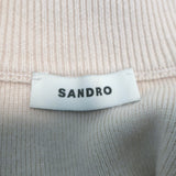 Sandro Osy Rhinestone Half-Zip Pullover Sweater Ecru Cashmere-Blend Size 0