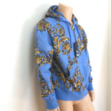 Versace Jeans Couture Garland Baroque Hooded Sweatshirt Blue Size Large NEW