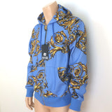 Versace Jeans Couture Garland Baroque Hooded Sweatshirt Blue Size Large NEW