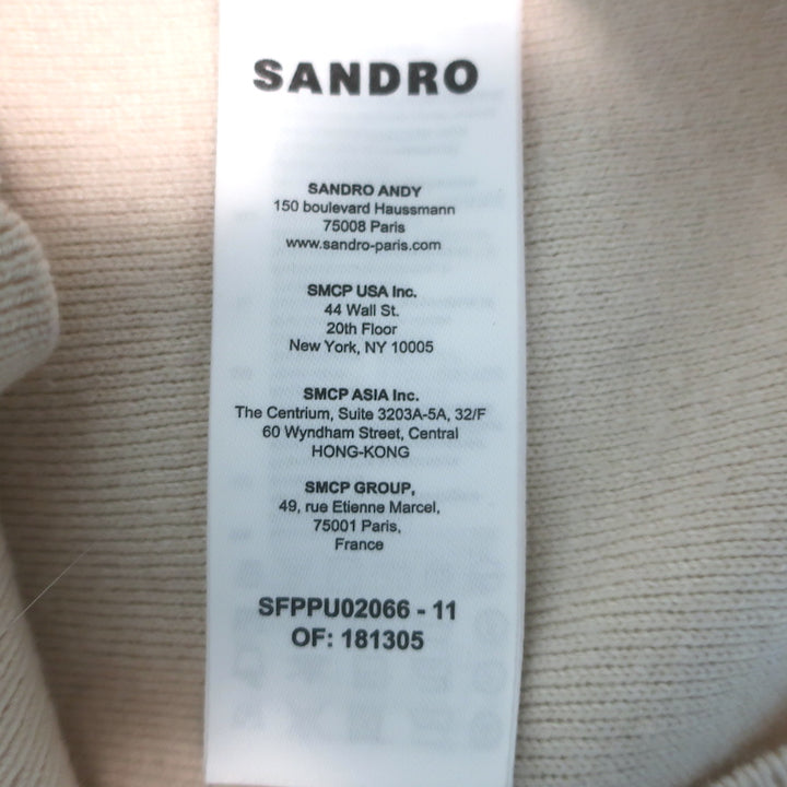 Sandro Osy Rhinestone Half-Zip Pullover Sweater Ecru Cashmere-Blend Size 0