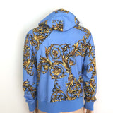Versace Jeans Couture Garland Baroque Hooded Sweatshirt Blue Size Large NEW
