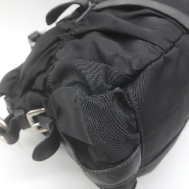 Prada Tessuto Gaufre Braided Handle crossbody bag, profile view