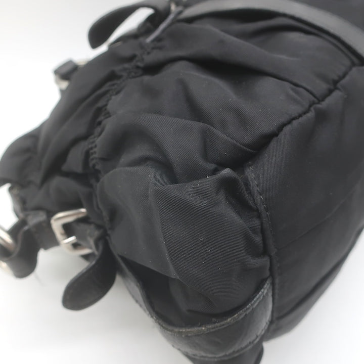 Prada Tessuto Gaufre Braided Handle crossbody bag, profile view