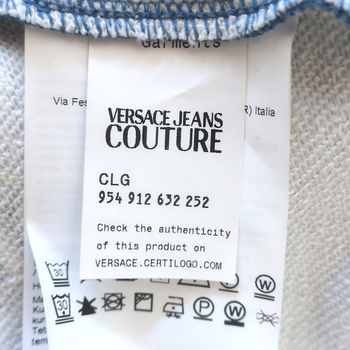 Versace Jeans Couture Garland Baroque Hooded Sweatshirt Blue Size Large NEW