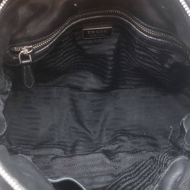 Prada Tessuto Gaufre Braided Handle crossbody bag, stitching detail