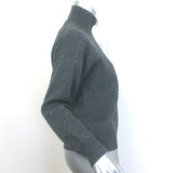 Sandro Osy Rhinestone Half-Zip Pullover Sweater Charcoal Cashmere-Blend Size 0