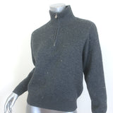 Sandro Osy Rhinestone Half-Zip Pullover Sweater Charcoal Cashmere-Blend Size 0
