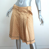 Prada Pleated Skirt Gold Silk Brocade Size 40