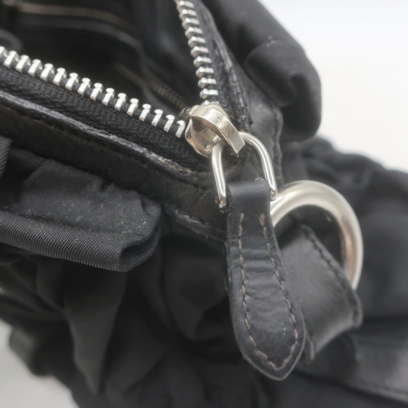 Prada Tessuto Gaufre Braided Handle crossbody bag, close-up