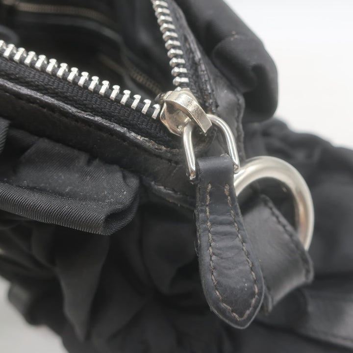Prada Tessuto Gaufre Braided Handle crossbody bag, close-up
