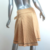 Prada Pleated Skirt Gold Silk Brocade Size 40