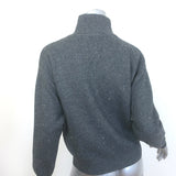 Sandro Osy Rhinestone Half-Zip Pullover Sweater Charcoal Cashmere-Blend Size 0