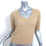 FRAME Cashmere Ruched Sleeve Sweater Taupe Size Small Scoop Neck Top