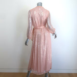 MISA Misha Braided-Trim Metallic Striped Midi Wrap Dress Pink Size Extra Small