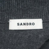 Sandro Osy Rhinestone Half-Zip Pullover Sweater Charcoal Cashmere-Blend Size 0