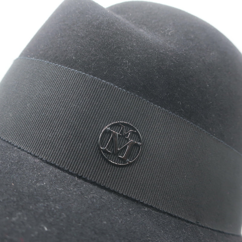 Maison Michel Virginie Fedora Hat Black Wool Felt Size Small