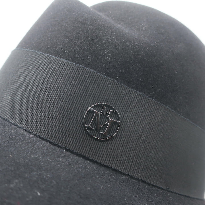 Maison Michel Virginie Fedora Hat Black Wool Felt Size Small